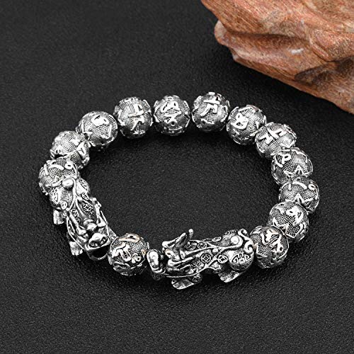 ZenBless Fengshui Prosperity Bracelet 12mm Natural Bead Bracelet Single Silver Pi Xiu/Pi Yao Attract Wealth Health and Good Luck3