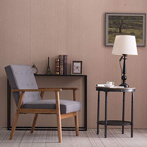 JOYBASE Mid-Century Retro Modern Accent Chair - Wood Frame and Fabric Upholstered, Arm Chair for Living Room (Grey)