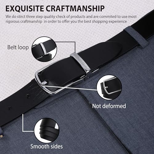 Image of HAYES LONDON Belts for Men Leather Original - Belt for Men Formal with Classic Design, Durable and Italian Reversible Men Belts for All Occasions