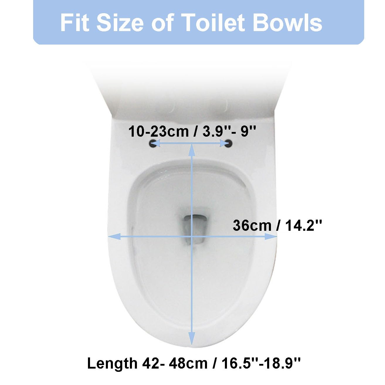 Asiento de inodoro blanco con cierre suave en forma de D con liberación rápida y diseño fijo superior, longitud ajustable de 35,5 a 48 cm, tapa de baño, fácil instalación