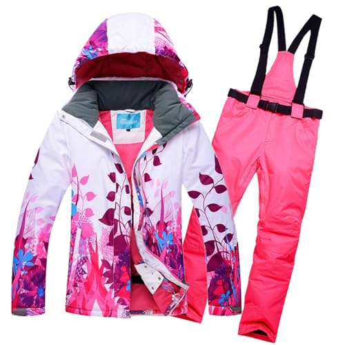 BAFAFA Ski Jacket Open for Women Ski Suits Ski Jacket and Trousers Snowboarding Suits of Coat Waterproof Windproof Ski Jacket,Pink,XXL