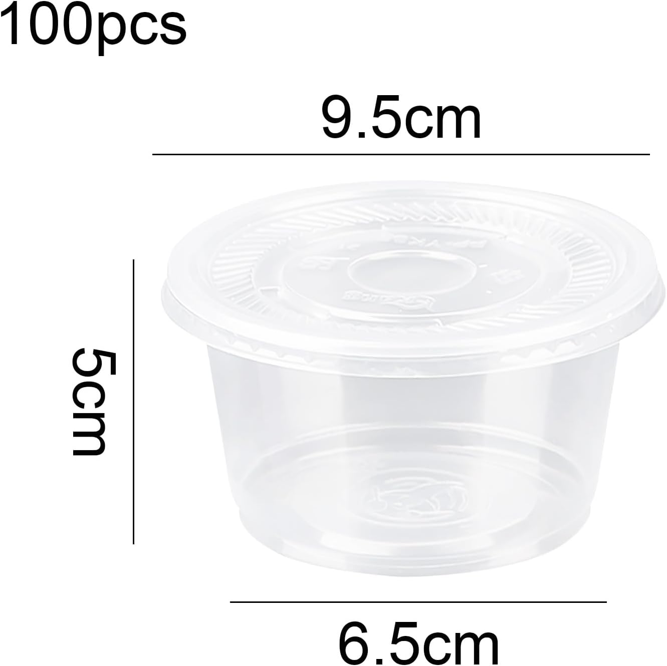 100 Set pudding cups with lids,Small Plastic Parfait Cups with Lids,Salad Dressing Container, Dipping Sauce Cups, Condiment Cups (Flat, 250ML/8OZ)