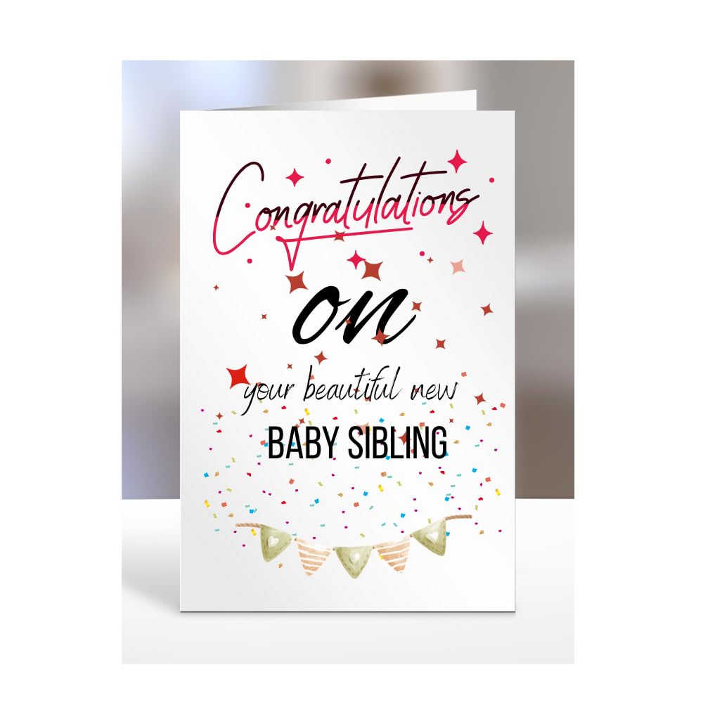 Congratulations on your beautiful new baby sibling card gifts for daughter, sister, daughter in law, son, son inlaw, niece, nephew, grandson, brother, A5-119_41