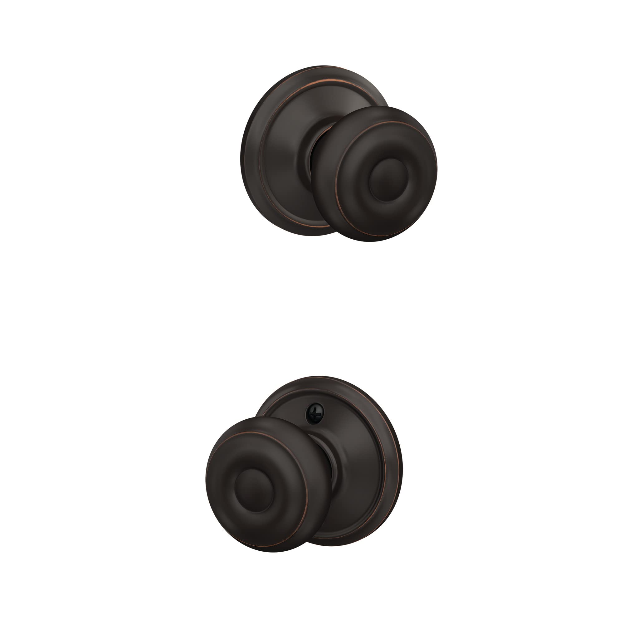 F10 V GEO 716 Georgian Door Knob Hall & Closet Passage Lock, Aged Bronze, Pack of 1