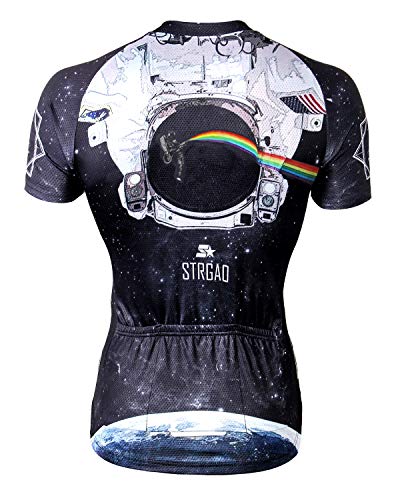 Strgao Men's Cycling Jersey Bike Short Sleeve Shirt Large Stripe