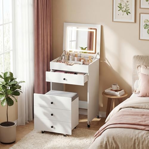 GYMAX Tocador 3 en 1 con Ruedas