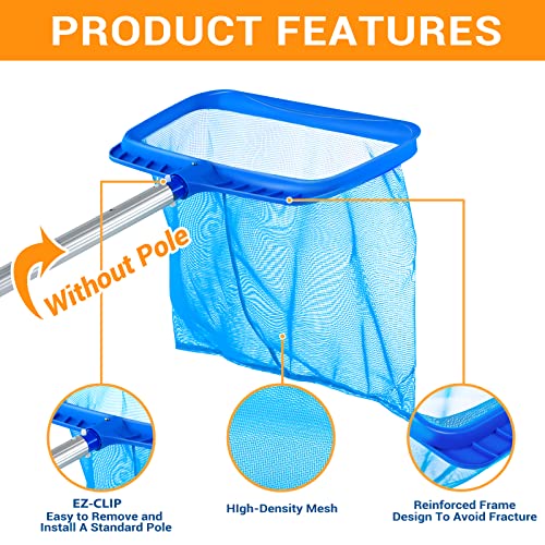Pool Skimmer - Pool Skimmer Net Without Pole, Swimming Pool Leaf Skimmer Net With Reinforced Frame, Larger Capacity Pool Nets For Cleaning, Durable Deep Rake Net Easy Scoop Edge,Debris Pickup Removal #TOP2