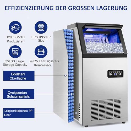 Kommerzielle Eismaschine, 80 Lbs/24H, mit 15Pfund Eiskapazität, 36 Stück klare Eiswürfel, fertig in 11–20 Minuten 5 Kommerzielle Eismaschine, 80 Lbs/24H, mit 15Pfund Eiskapazität, 36 Stück klare Eiswürfel, fertig in 11–20 Minuten