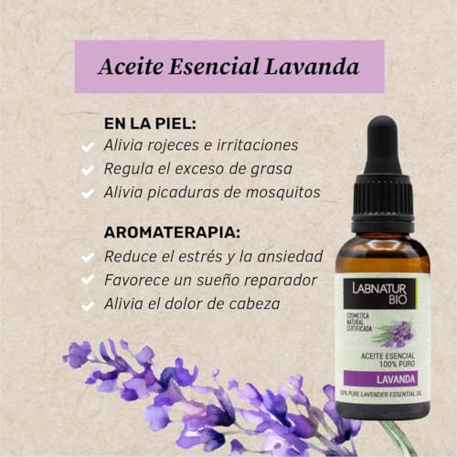 Labnatur Bio Aceite Esencial de Lavanda 100% Puro, Natural, Ecológico y Vegano – Calma y Suaviza – Ideal para Piel Sensible y Cuero Cabelludo – Fabricado en España – 30 ml - imagen 2