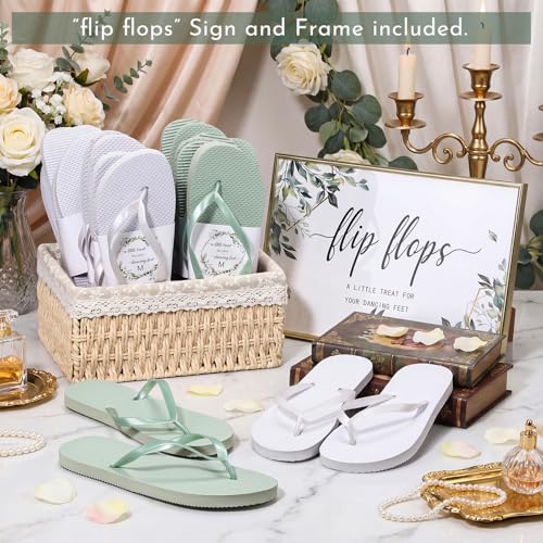 Image of Zoooyawn 24 Pairs Wedding Party Favors Flip Flops Bulk Wedding Sign for Guest