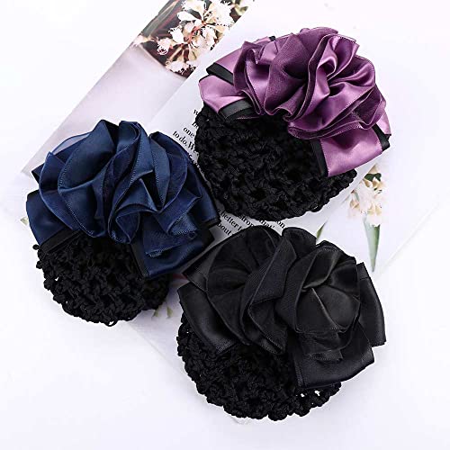 Pokinge 4PCS Women Hair Bun Cover Net Elegant Floral Hair Clip miniatura 4