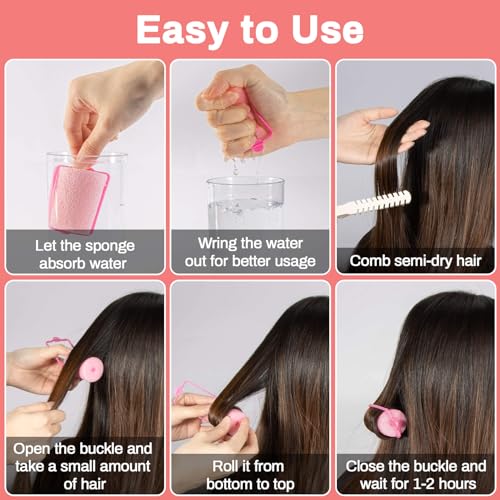 MAQIHAN 40Pcs Foam Hair Rollers-Esponja Rollers para Cabelo Heatless Hair Curler para Cabelo Curto/L