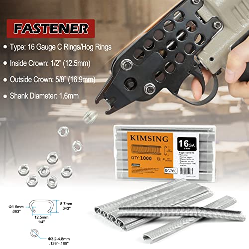 Sc760C 16 Gauge 1/2-Inch Crown Pneumatic C Ring Staple Gun Kit Air Power Hog Ring Staple Gun 3.0-4.8Mm Closure Diameter Hog Ring Plier Gun C Ring Stapler Fencing Tool For Spring Mattress, Railing #TOP7