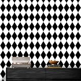 Amiya Black and White Diamond Peel and Stick Wallpaper Rhombus Geometric Vinyl Contact Paper for Laundry Room Kitchen Bathroom Modern Wall Paper 17.3'×120'