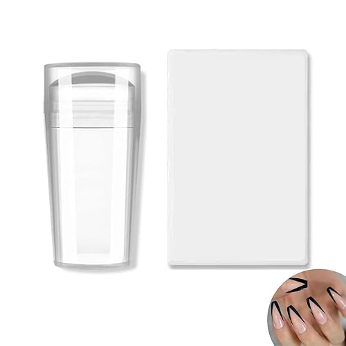 Miniatura 8 de Raspador de silicona transparente para arte de uñas de 1.1 in, con tapa, estampado transparente, plantillas de transferencia de esmalte de