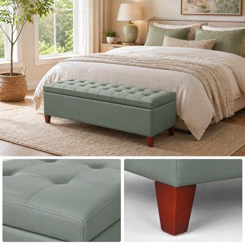 Image of Ottoman with Storage 51 Inch End of Bed Storage Bench