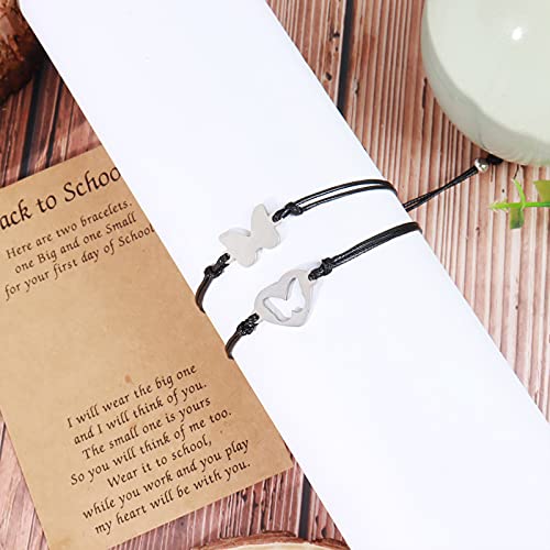 Image of HUASAI First Day of Kindergarten Bracelet Mommy and Me Back to School Bracelet Heart Matching Wish Bracelets Set Kindergarten Graduation Gifts
