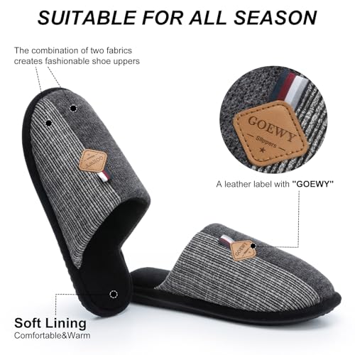 Image of GOEWY Mens Two-Tone House Slippers with Memory Foam Cozy Warm Slip On House Shoes for Indoor Outdoor Gifts for Men Him Dad