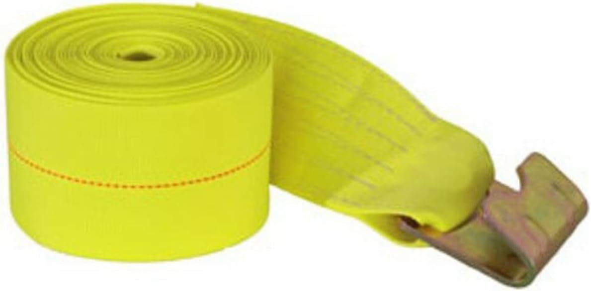 Buyers Products #1903070, 4" x 27' Polyester with Flat Hook Winch Strap, 5000 lb WLL, 15000 lb Break Strength, for Trailer & Truck Cargo Control