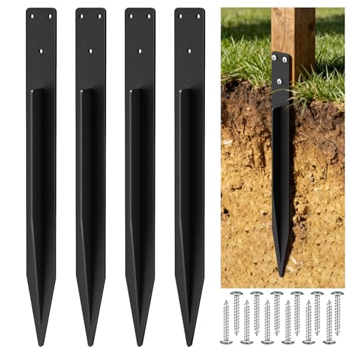 KHAMAL Einschlaghülse Bodenhülse 4er-Pack – Stabil Einschlagbodenhülse Schaukeln, Gartenzäune & Markisen auf jedem Untergrund (41x4 cm)