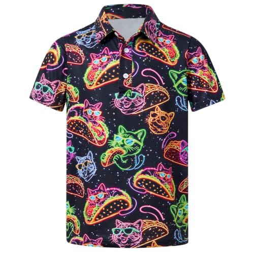 Cozople Boys Cat Polo Shirt, Short Sleeve Collared Top - image 1