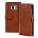 Produktbild Conie RW34928 Retro Wallet Kompatibel mit Samsung Galaxy S7, Klapphülle Tasche Vintage Leder Design für Galaxy S7 Etui mit Kartenfächer Kastanienbraun