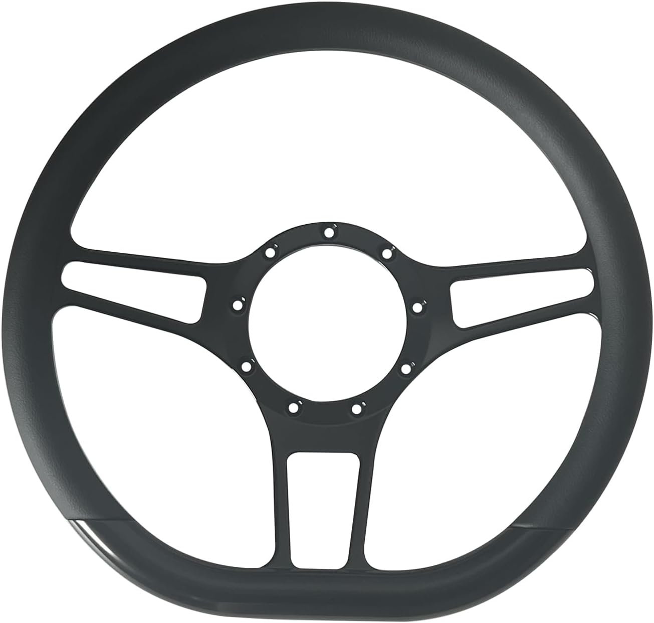 Flashpower 14'' D tpye Steering Wheel with 9 Bolts 2'' Dish and Horn Button(Black)