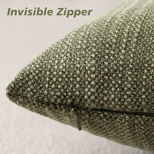 Image of Foindtower Set of 2 Decorative Textured Burlap Linen Throw Pillow Covers Farmhouse Boho Cushion Cover Solid Accent Pillowcase for Couch Sofa Bed Living Room Home Decor,20x20 Inch,Olive Green