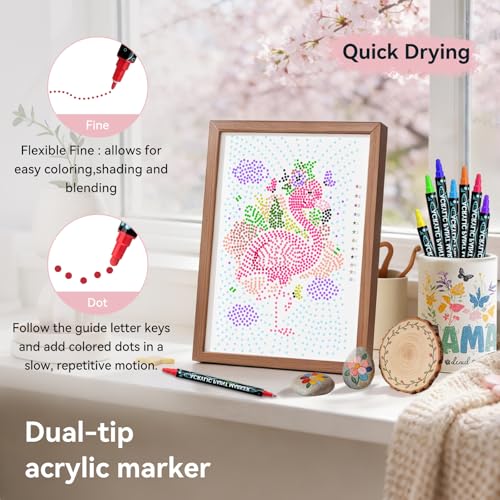 Image of Coloring Book,Animal Dot Art Meditations with 12 PCS Acrylic Markers,Mindfulness Adult Coloring Book-Relaxing,Anti-Stress,30 Patterns Activity Coloring Books for Adults,Dot Art for Adults-Animal Plant