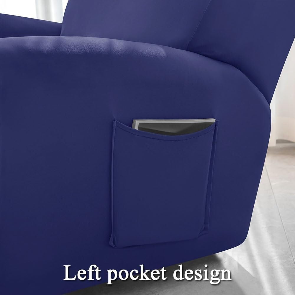 Funda elástica Impermeable para sillón reclinable, Color Liso, Antideslizante, con Bolsillo Lateral, Lavable, Protector de Muebles para Silla.