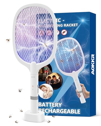 Listado de Insectronic Walmart , tabla con los diez mejores. 47 AOKKR Matamoscas eléctrico, 4000 V, con Trampa para Mosquitos UV, Trampa eléctrica para Moscas con batería de 1800 mAh Recargable y Base de Carga, atrapamoscas Fuerte para...