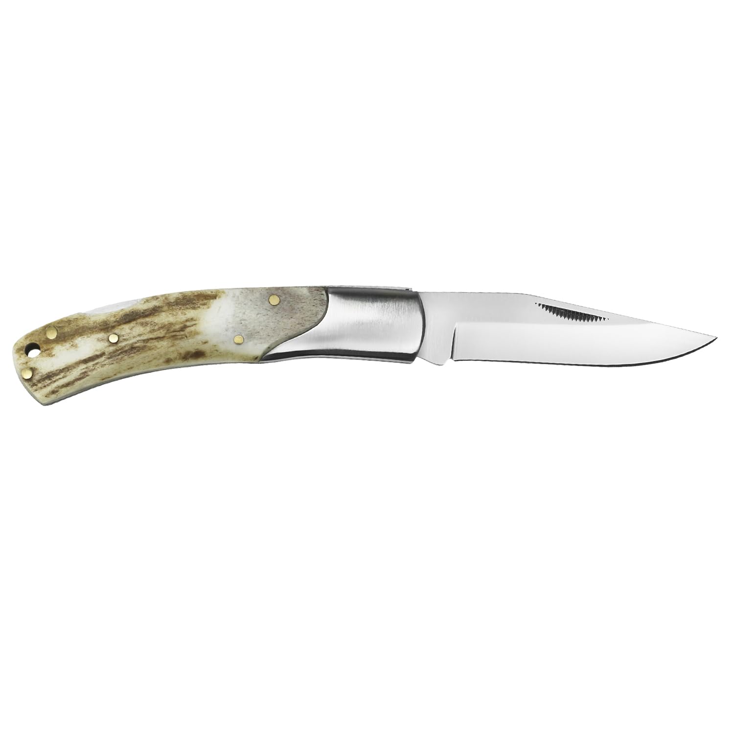 iFIELD EL29034 coltello da caccia pieghevole Bushcraft Sopravvivenza Escursionismo Campeggio, lama in acciaio inox con manico in corno di cervo, Made in Albacete (Spagna)