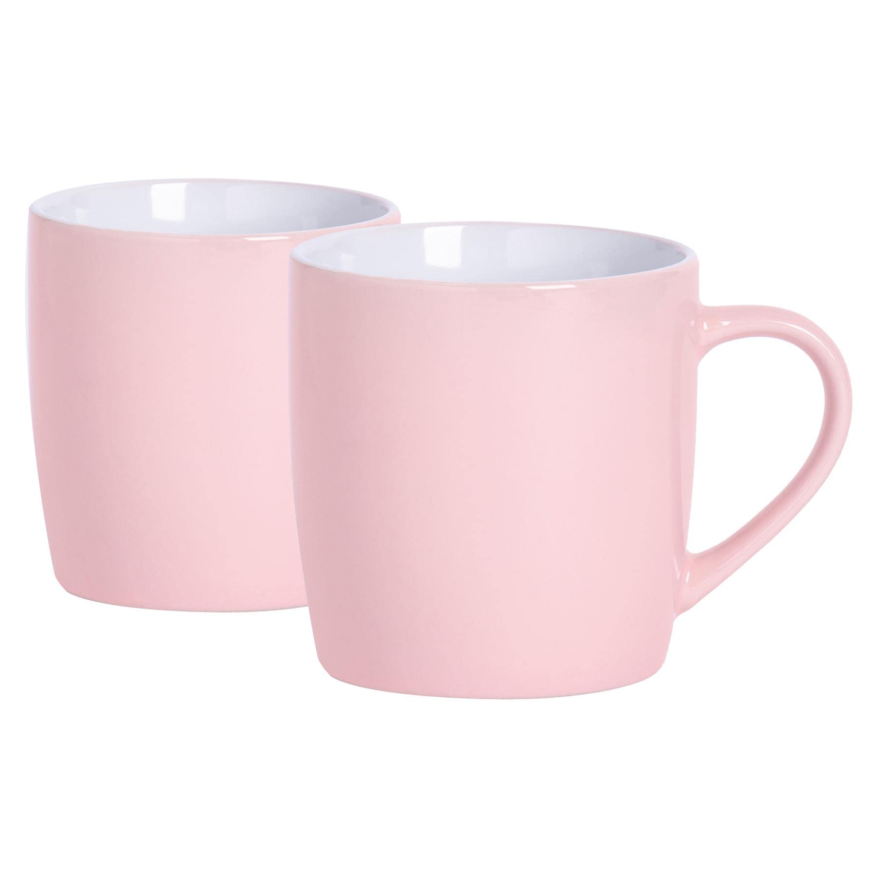 Argon Tableware Coloured Coffee Mugs - Pink - 350ml - Pack of 2 - Gloss Ceramic Stoneware Latte Cappuccino Cups Hot Chocolate Cups Colourful Mug Set with Handle — image 1