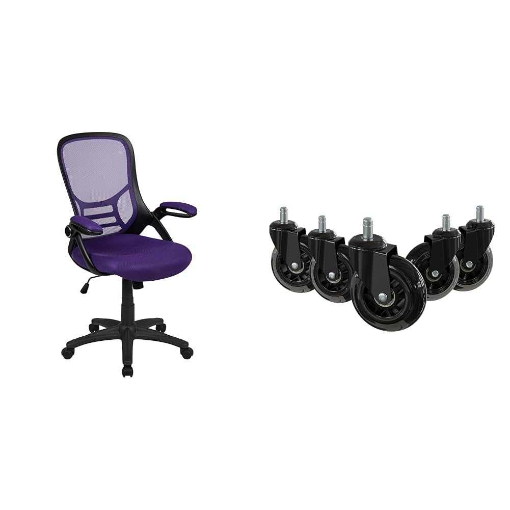 Flash Furniture Porter High-Back Office Chair Bundle with 5 Transparent Polyurethane Replacement Wheels
