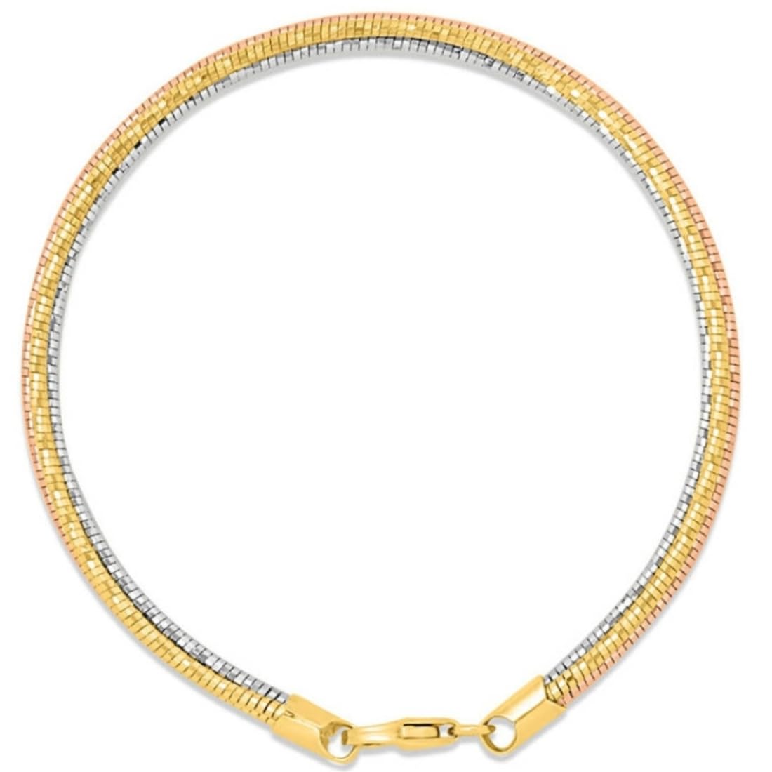 ZAVYA 925 Sterling Silver Modest Triple Tone Chain Bracelet (Single) | Gift for Women and Girls | With Certificate of Authenticity and 925 Hallmark