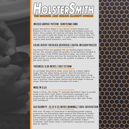 Image of KYDEX Thermoform Sheet - (Honeycomb Camo) - (Desert Fox /Black - Reversed) - (12in x 12in) - (1 Sheet) - (for Holster Making, Cosplay, Hobby) - (USA Made)