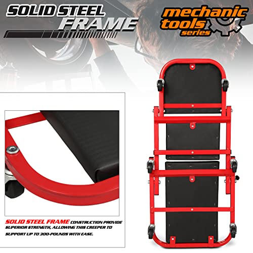 M-Auto A03-CP-003-36-RD-BK Foldable Z Creeper 2-In-1 Rolling Folding Car Creeper & Seat thumb #4