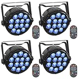 ZonQoonz 4個セット14LEDx6W ステージライト LED舞台照明 リモコン付き RGBW(赤 緑 青 白)多色変更 ディスコライト 音声制御 DMX512 4/8CH ストロボ ステージ照明 スポットライト DJ/卒業シーズン/結婚式/教会/ライブパフォーマンス/ディスコ/パーティーに適