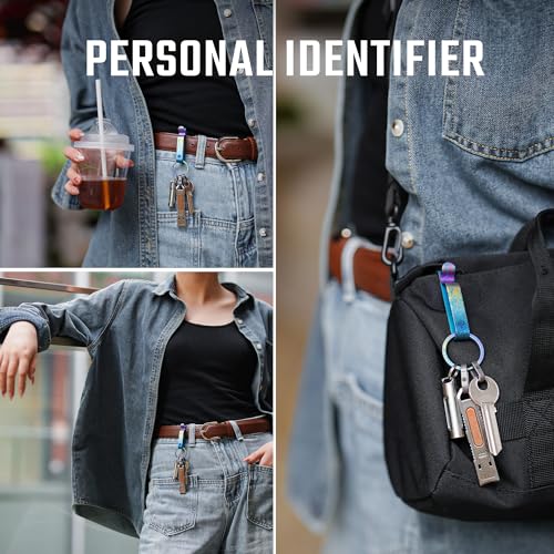 Image of KeyUnity KM00 Titanium Belt Loop Keychain Clip Double Side Quick Release Key Holder with Detachable Key Ring