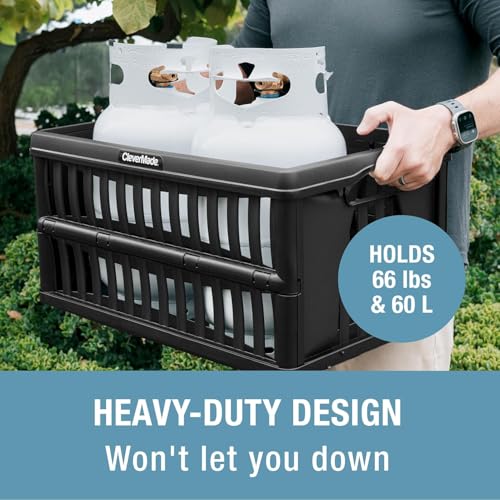 Image of CleverMade Collapsible Utility Crates, 60L Storage Crate, 3 Pack, Obsidian