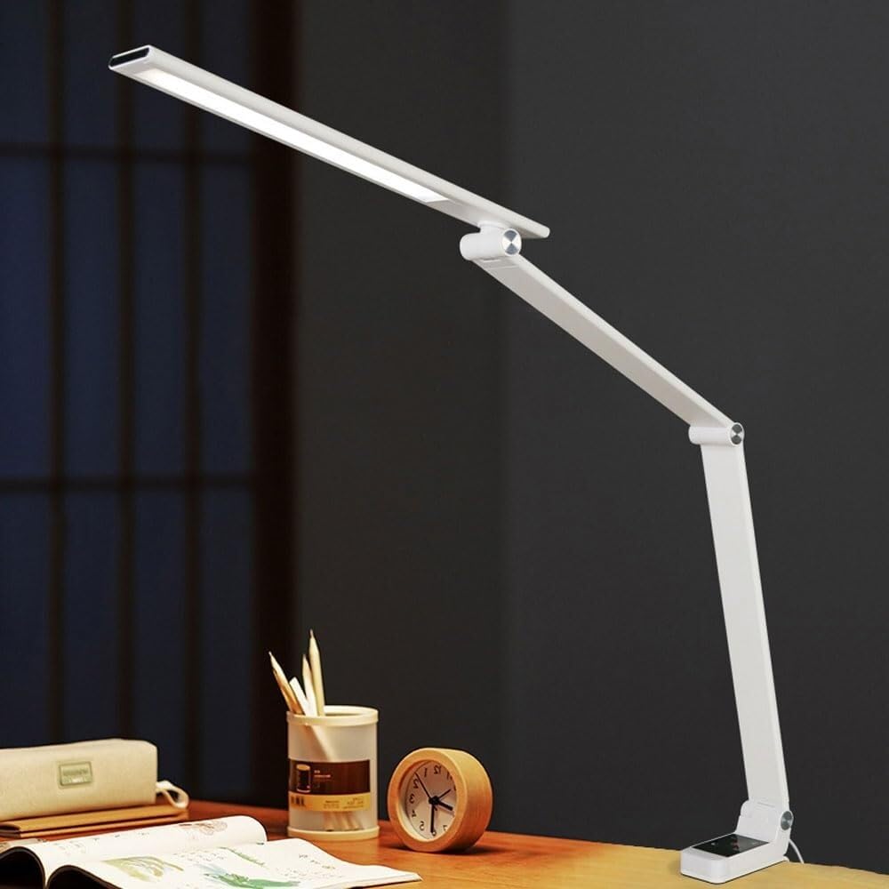 Lampada da scrivania con Clip, Lampada da Studio con dimmer a 5 velocità, Lampada da Lettura Pieghevole for Studenti, Studio, Ufficio, Soggiorno, Camera da Letto