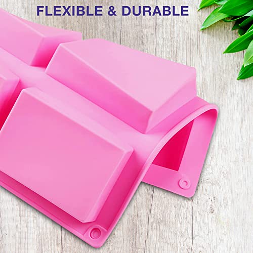 Silicone Soap Molds, Aitrai 3 Pack 6 Cavities Rectangle Round And Flower Shapes Soap Molds For Soap Making, Handmade Cake Chocolate Biscuit, Pudding, Muffin, Jelly Ice Cube Tray #TOP3