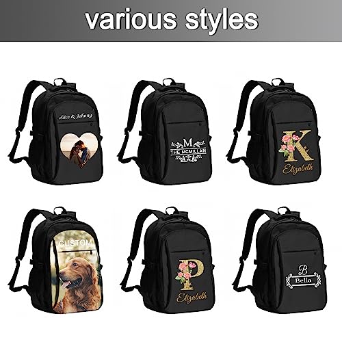 Custom Travel Laptop Backpack Personalized Name bags with Photo Customized Computer USB Bags for Women Men Black3