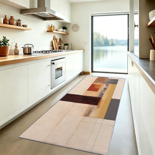 Tapis de chambre marron 60x210 cm pour salon et entrée moderne