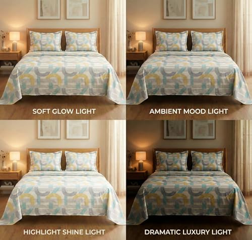 Image of BSB HOME Cloud Cotton King Size Bedsheet Set 228 x 254 cm, 220 Thread Count Soft & Breathable Cotton Bedsheet with 2 Pillow Covers, Floral Printed Bedding for Home (Creamy Beige)