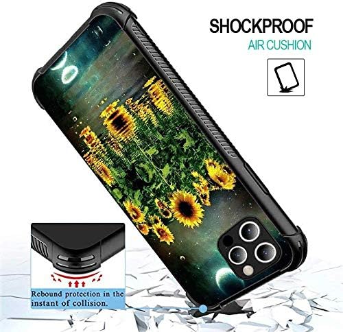 iPhone 12 Case,iPhone 12 Pro Cases Sunflower Moon for Girls Womens,Pattern Design Shockproof Anti-Scratch Case for Apple iPhone 12 /12Pro 6.1-inch Sunflower Moon