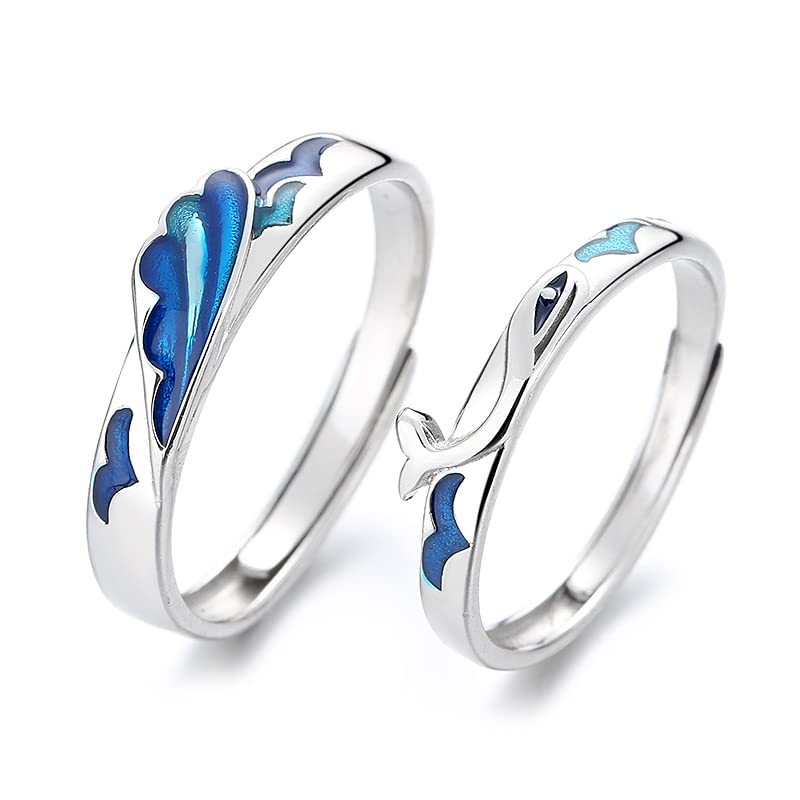 Alliances de promesse couple argent 999 cadeau d'anniversaire romantique