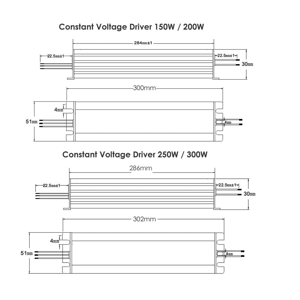 60W 100W 200W 300W 0/1-10V & TRIAC Dimmable LED Transformer Driver IP67 Outdoor Power Supply 12V 24V DC for Wash Wall Lights (Output 12V_200W)
