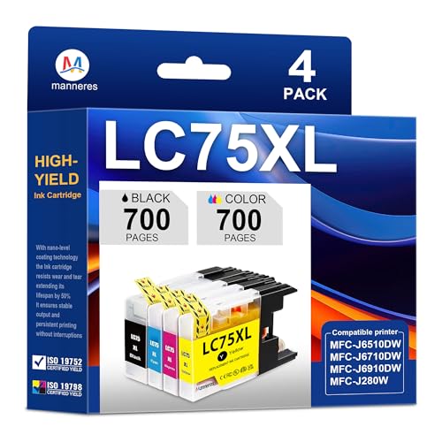 Image of LC75XL Ink Cartridges 4Pack High Yield LC75BK LC75C LC75M LC75Y