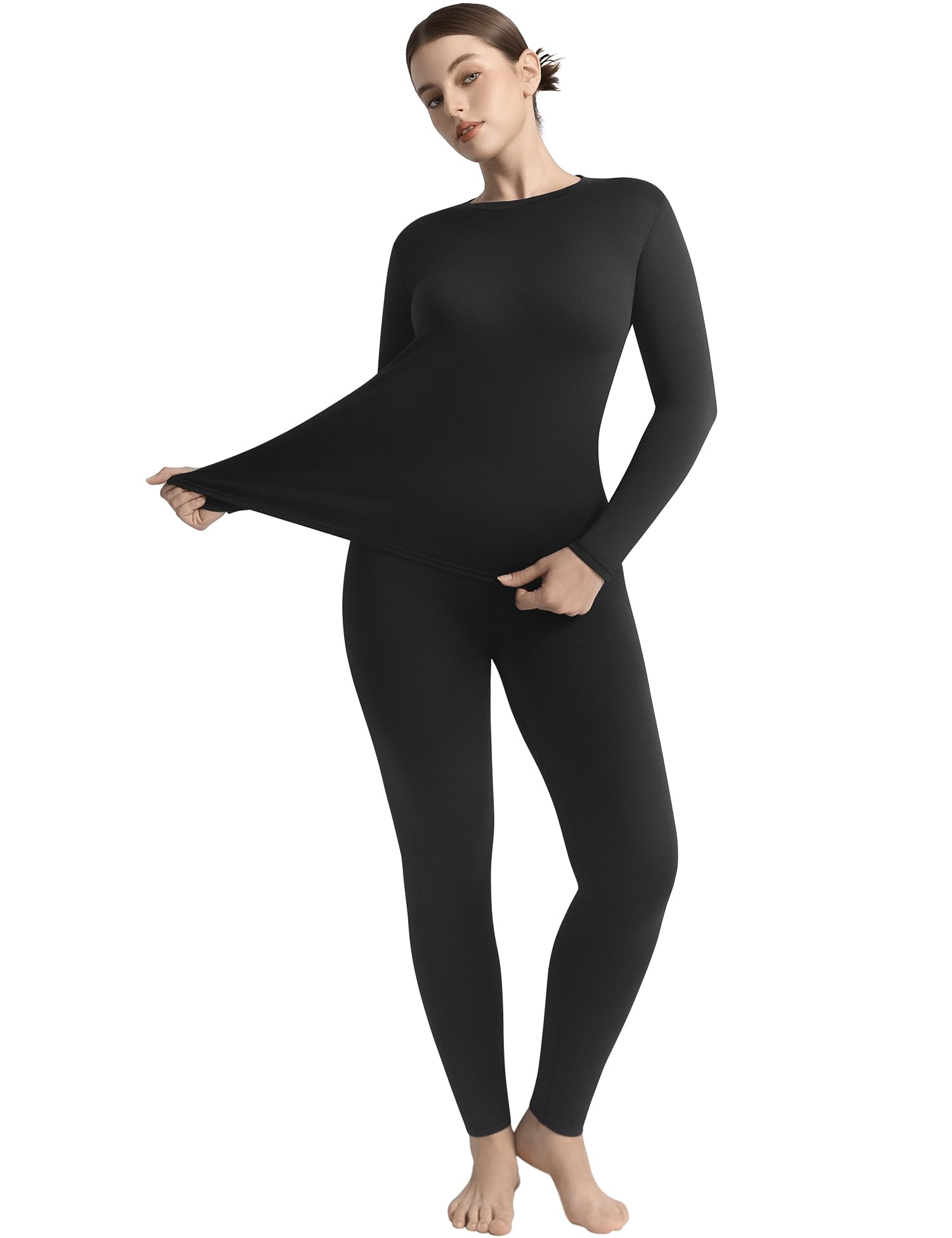 Thermal Underwear Set for Women Long Johns with Fleece Lined Base Layer Women Cold Weather Top Bottom